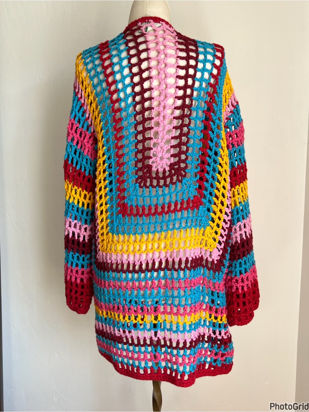 Farm Rio Colorblock Crochet Cardigan Small - Picture 3 of 6